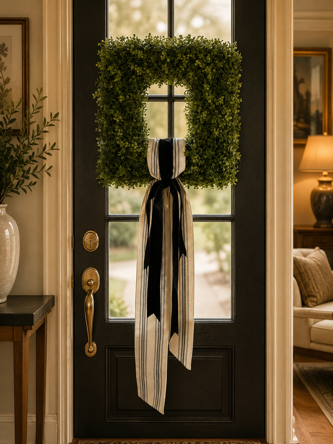 Natural Black Stripe Linen