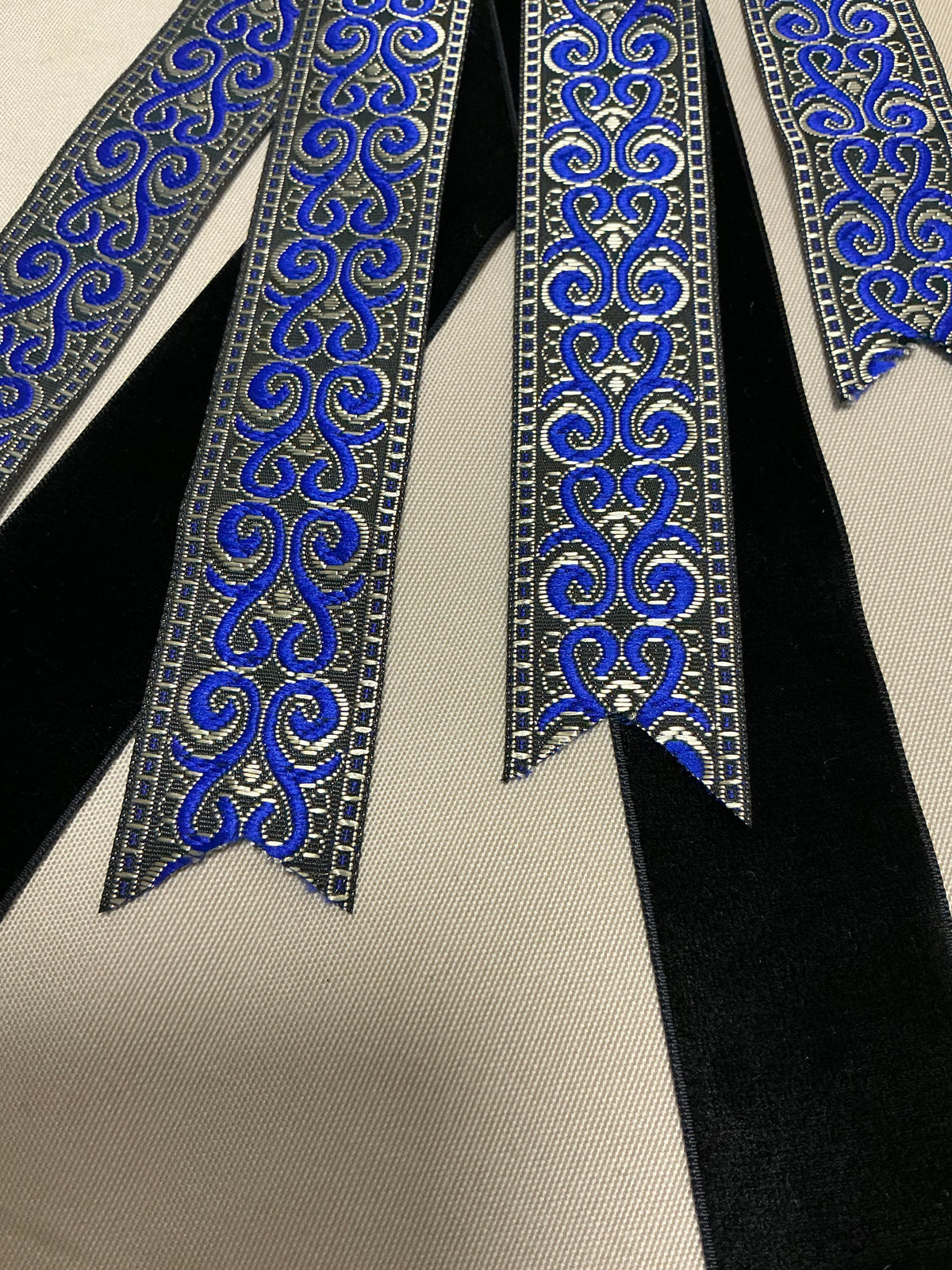 Classic Black Woven Velvet + Blue/Black Scroll Navy Jacquard