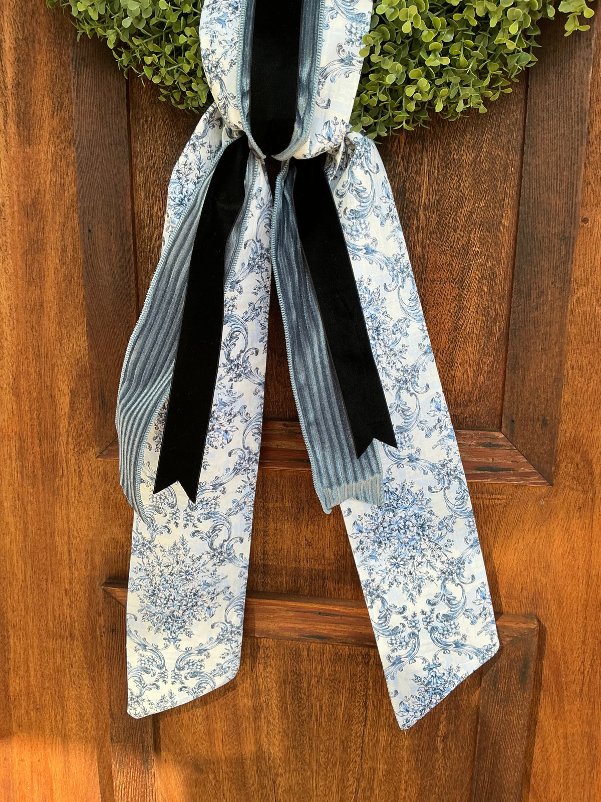 Stripe Blue Velvet 2.5” + Classic Black Woven Velvet