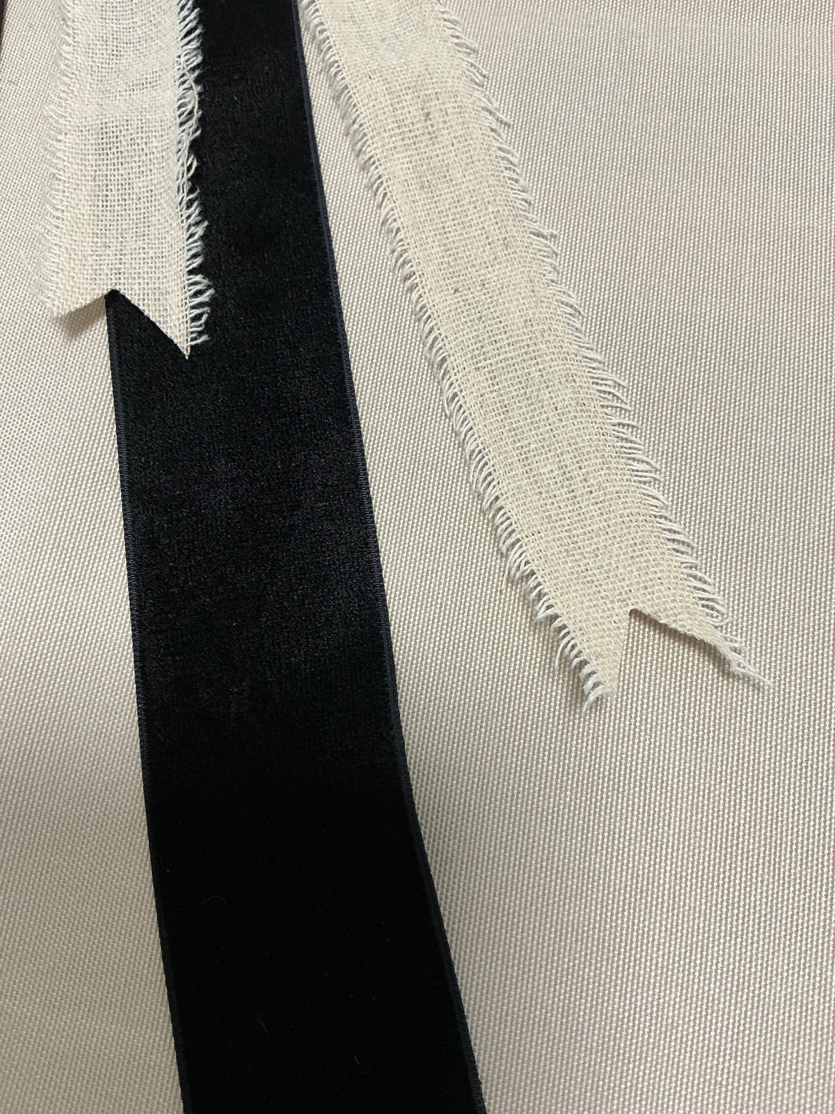 Classic Black Woven Velvet + Natural Frayed