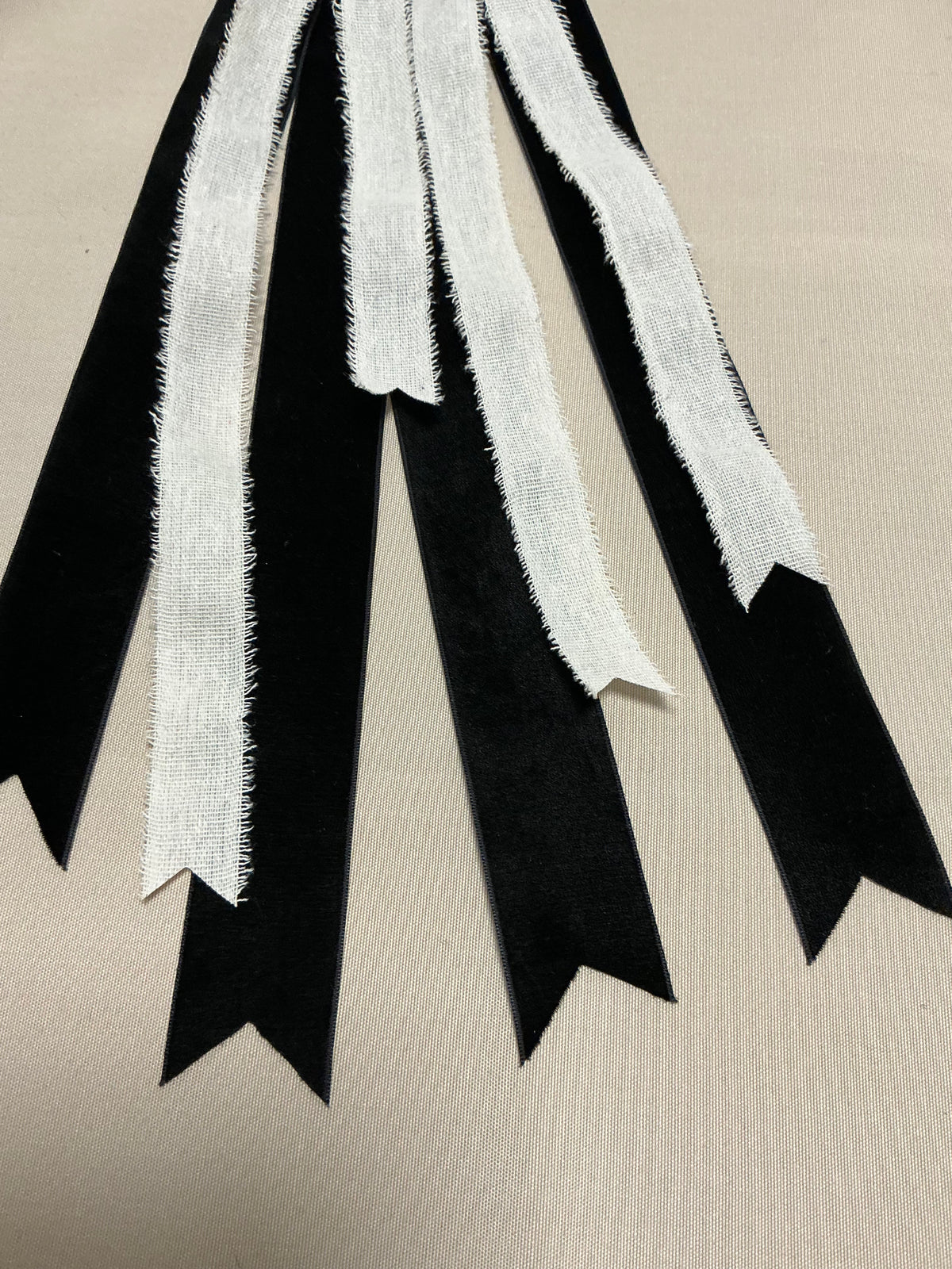 Classic Black Woven Velvet + Ivory Frayed