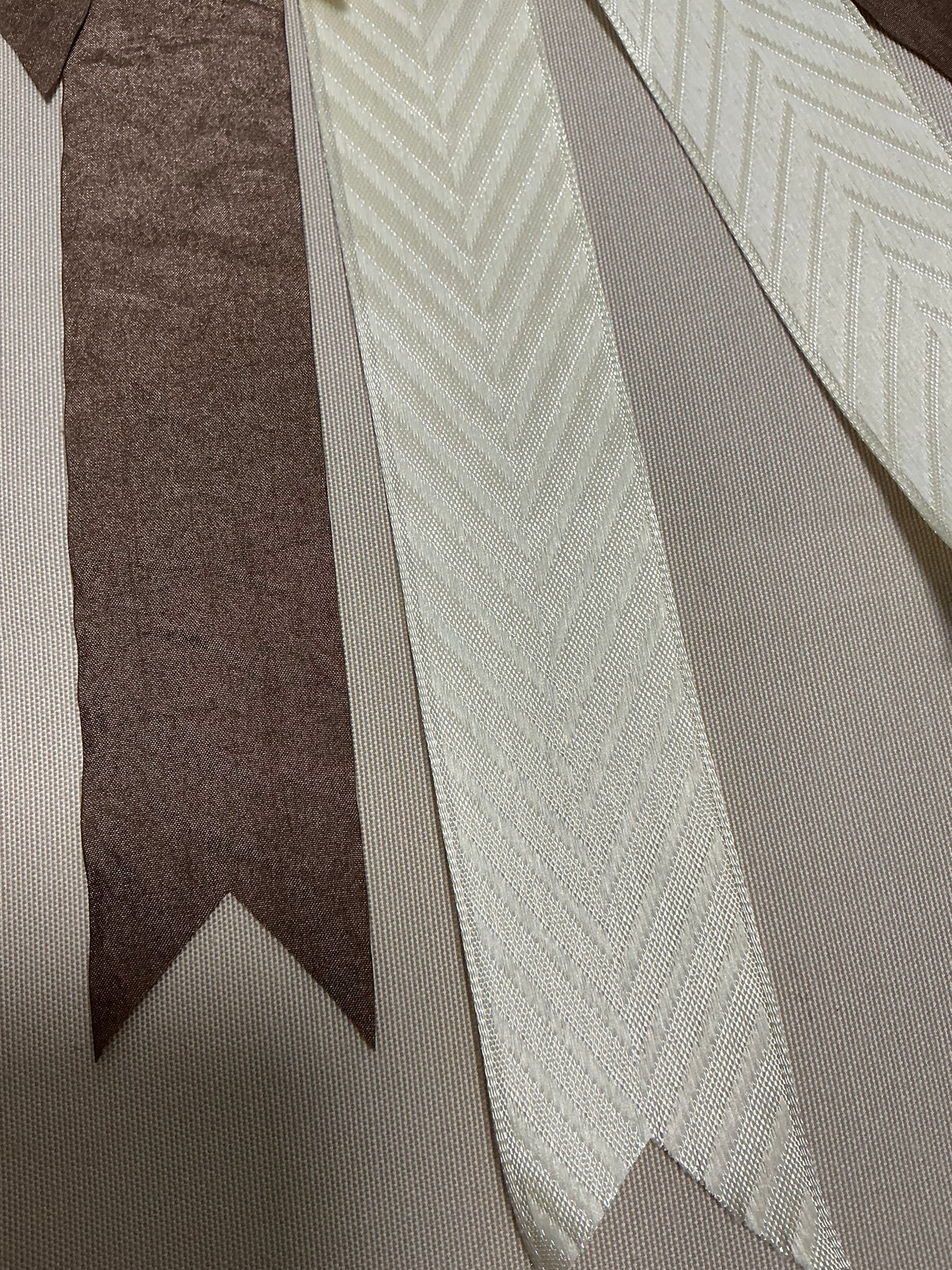Brown Faux Silk + Cream Chevron