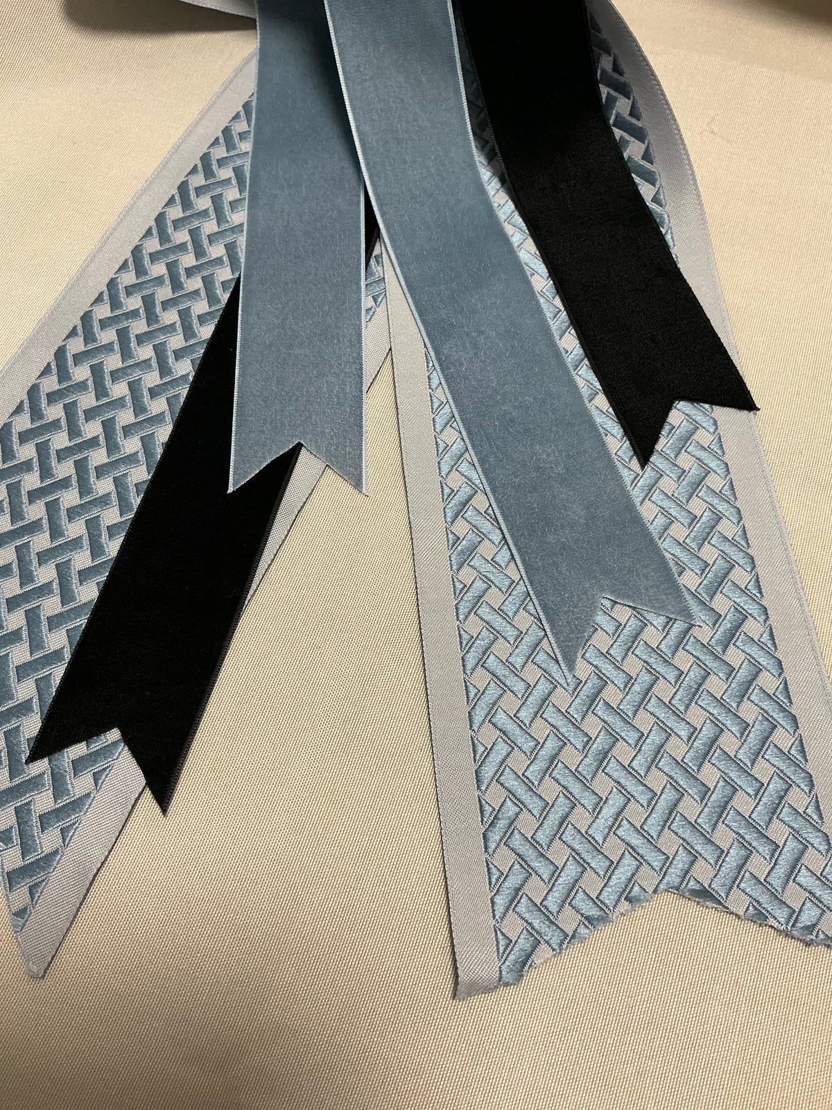 Blue Lattice + Classic Black Woven Velvet + Light Blue Gray Velvet