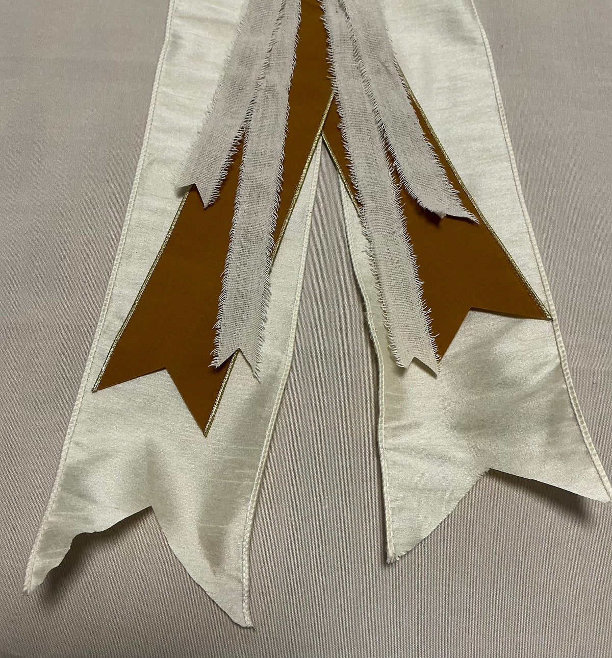 4” Cream Silk + Gold Velvet + Natural Frayed Linen