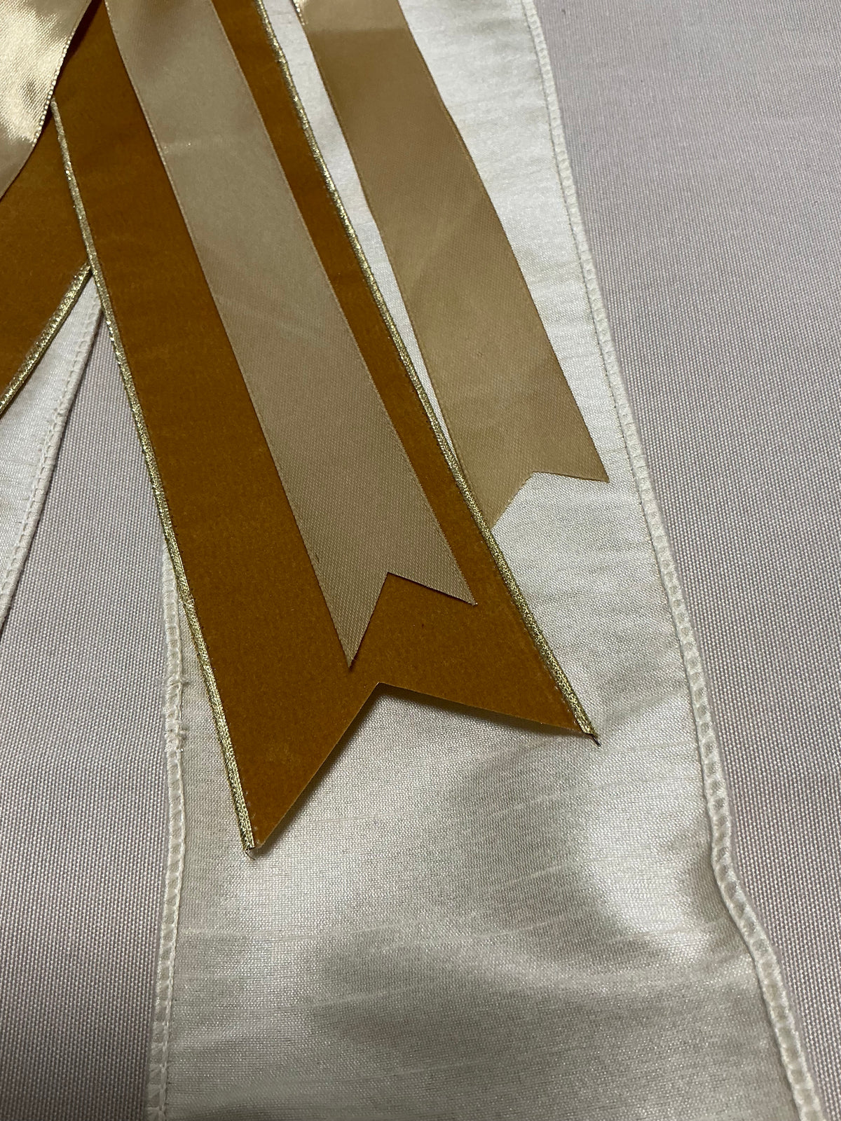 4” Wide Cream Silk + Gold Velvet + Narrow Bright Gold